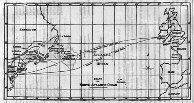 Inman Line North Atlantic route map