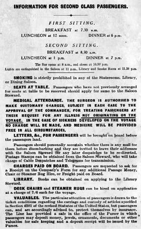 White Star Line general information page 1