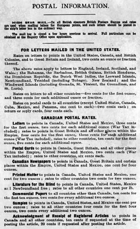 White Star Line postal information