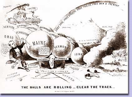 The Balls are Rolling-Clear the Track, lithograph, 1856