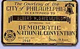 The Courtesy of the City of Philadelphia is Extended to Albert M. Greenfield, identification card, 1948 (Albert M. Greenfield Papers)