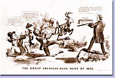 The Great American Buck Hunt of 1856. lithograph, 1856; Click for a Larger Image