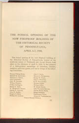 The Formal Opening of the New Fireproof Building 