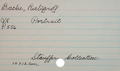 Catalog card for a portrait of Richiard Bache