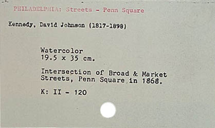 Catalog card for David Johnson Kennedy watercolor