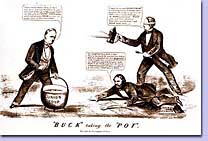'Buck' taking the 'Pot,' lithograph, 1856